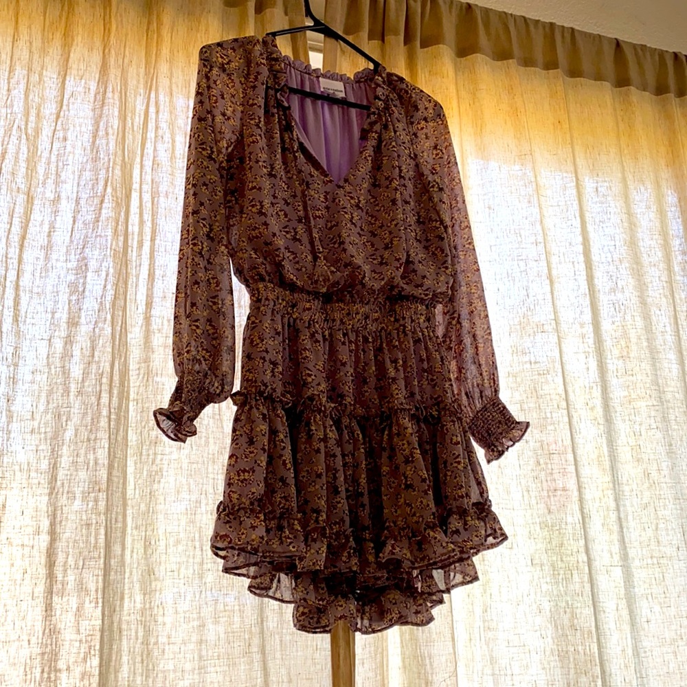 Skylar and Madison cute purple fray dress!